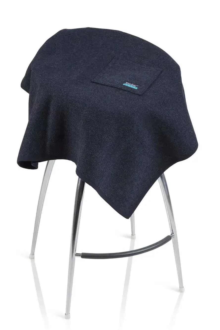 Norsari Nordic Sari Size Small Indigo Herringbone Wool Acrylic Wearable Blanket